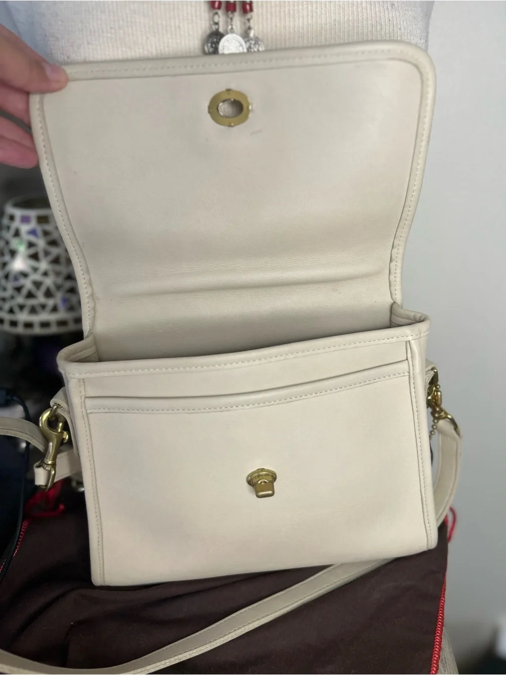 Vintage Coach 1989 Court Beige Leather Bag Crossbody/Satchel EUC